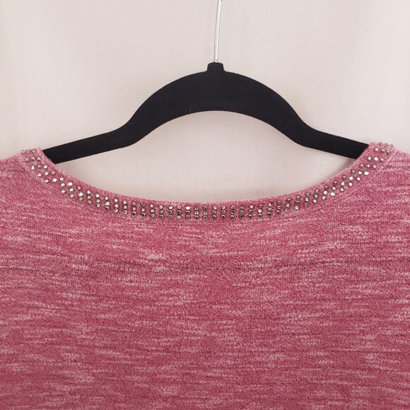 Terra & Sky Pink 3/4 Unique Sleeves Beaded V Neck Blouse Plus Size 0X (14w) - Picture 14 of 15